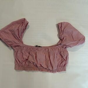 Pink Puff Sleeve Crop Top